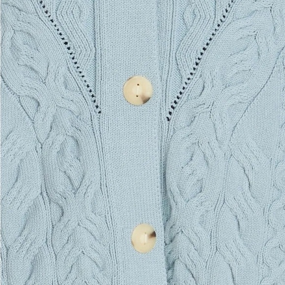 Vince - Aran Cable Cardigan in Light Sea Stone. Size 1x - Picture 5 of 6